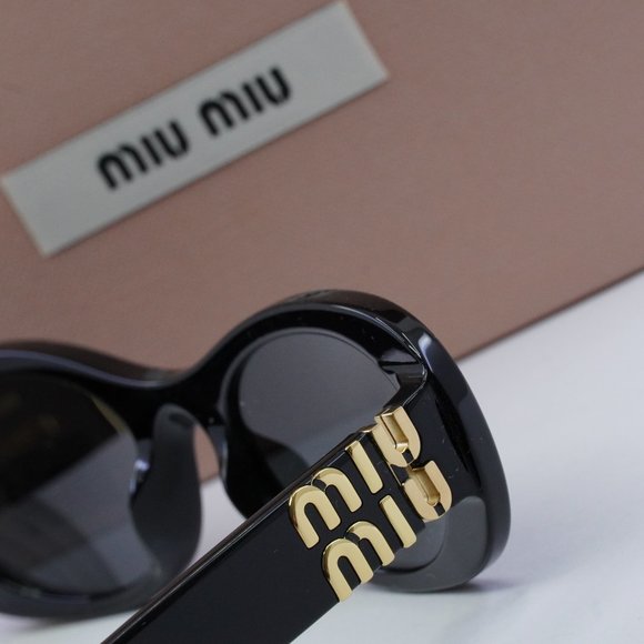 Miu Miu MU06ZS 1AB5S0 Oval Sunglasses - Black / Grey main image 6